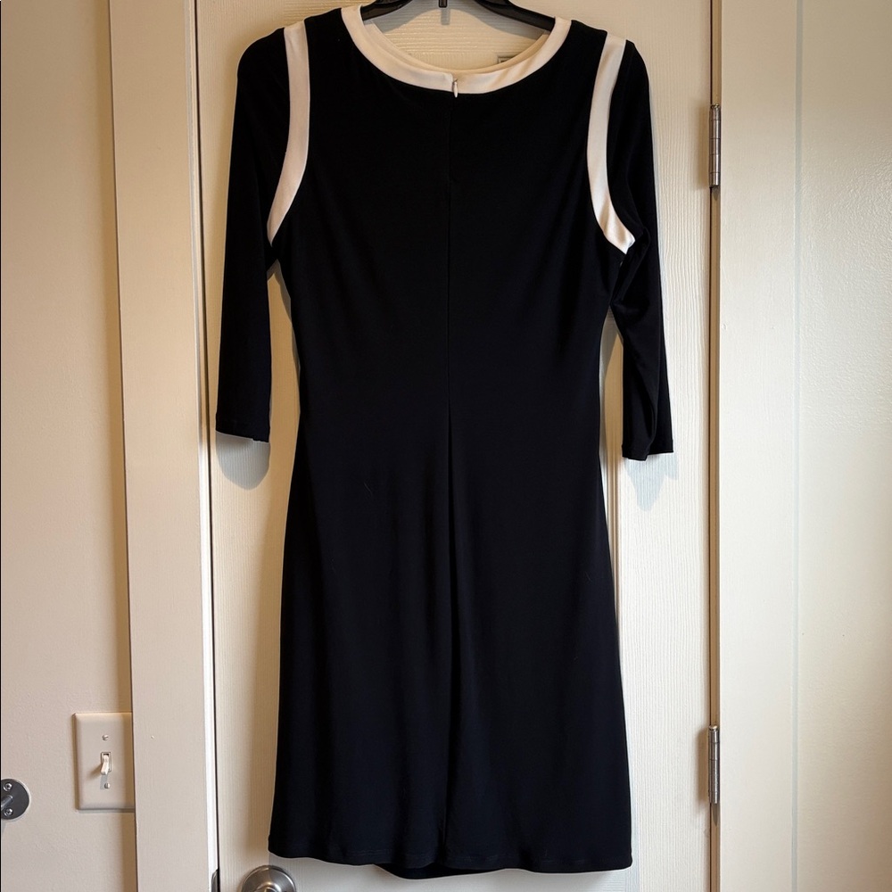 Chaps | Basic Black Knee Length Black Dress Stret… - image 6